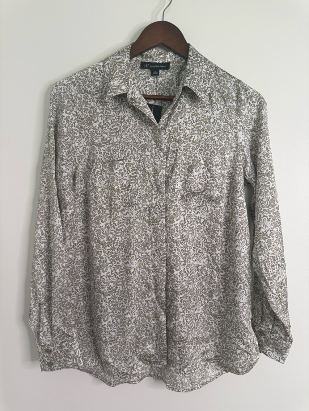 NWT INC Paisley Button Down Shirt Size Small